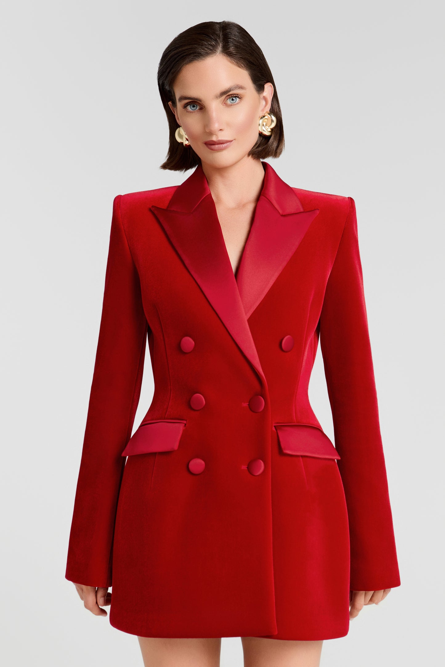 Monica Red Velvet Blazer Dress