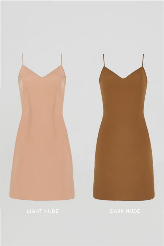 NADINE MERABI SLIPS MIDI LIGHT NUDE FLUTE SLIP