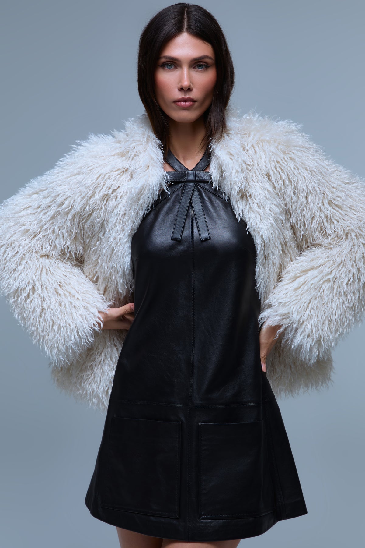 Harlow Schwarzes Leder Kleid
