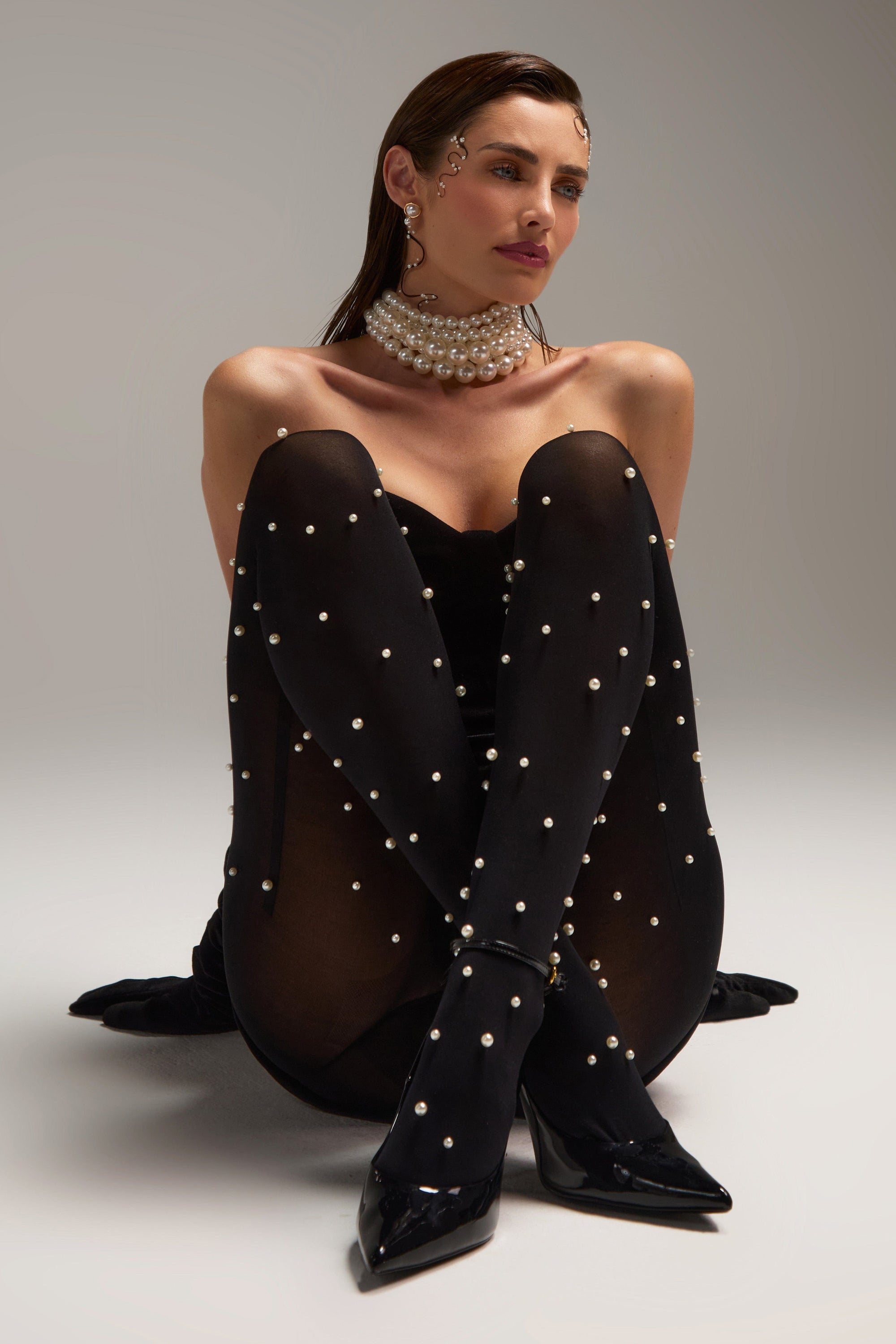 NADINE MERABI Accessory ONE SIZE Diana Black Tights