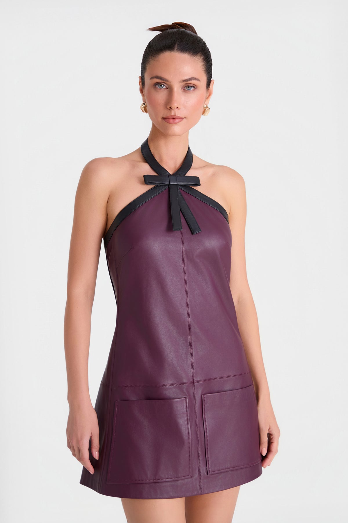 Harlow Bordeaux Lederkleid