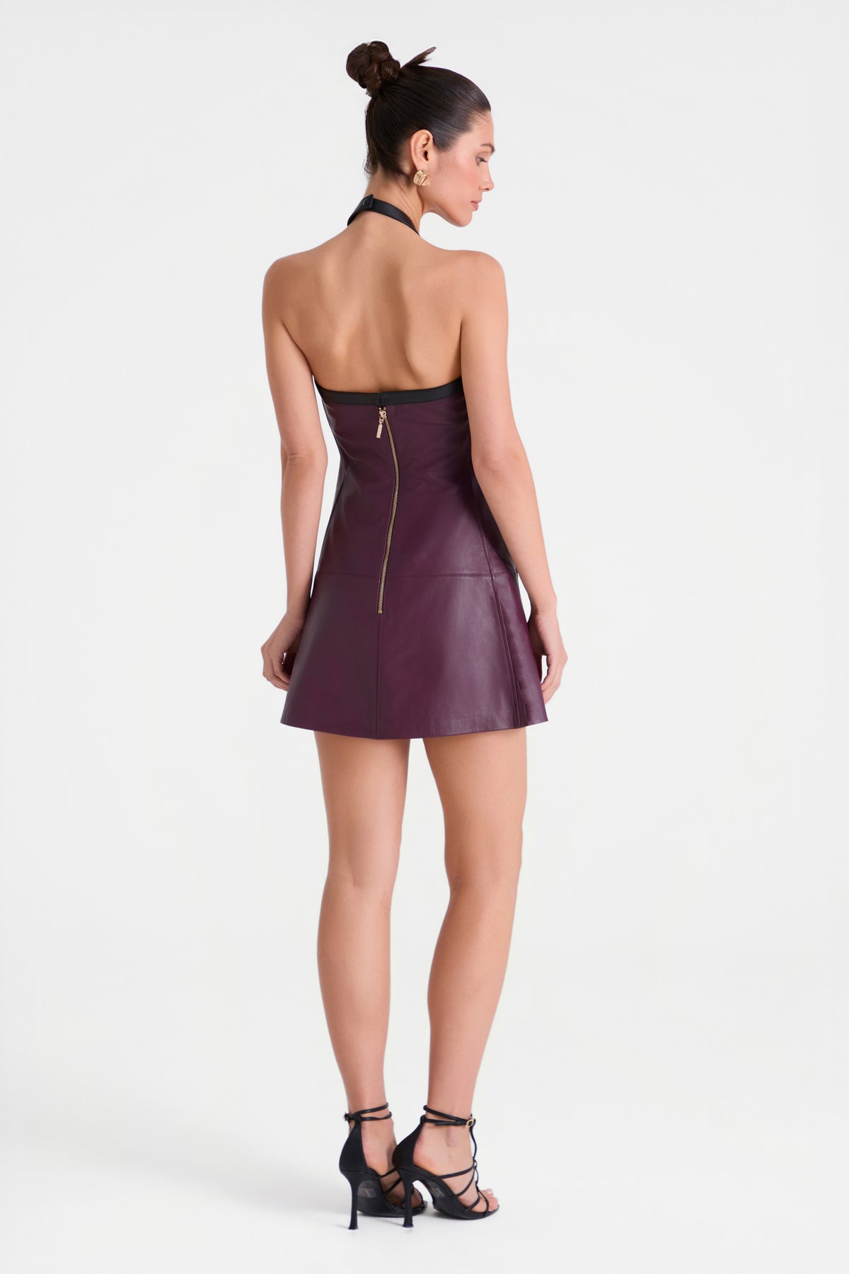Harlow Bordeaux Lederkleid