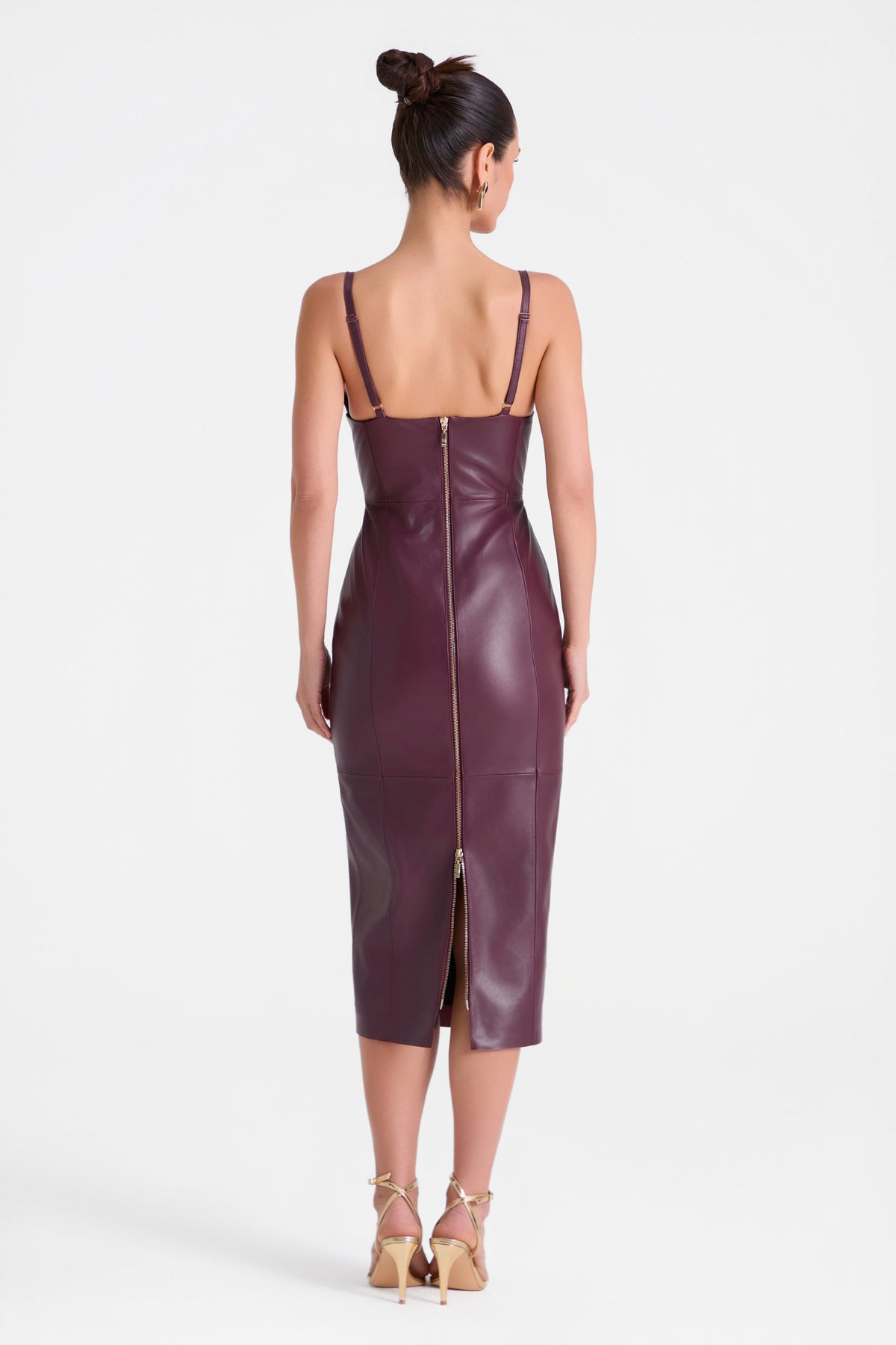 Bianca Bordeaux Leder Kleid