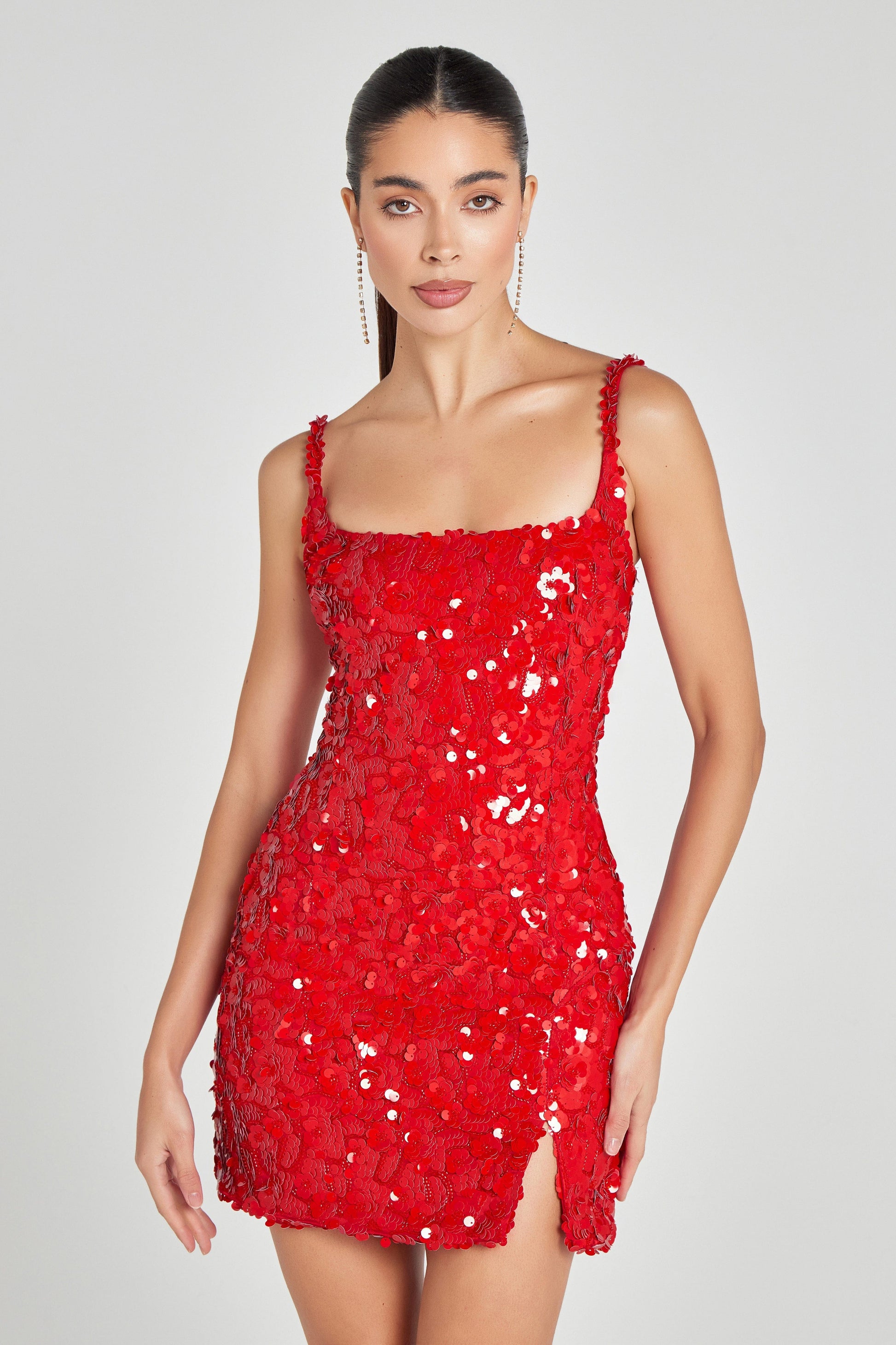 karlie red dress Karlie Kloss Brings the Glamour in Red Wrap Dress and Leather Boots
