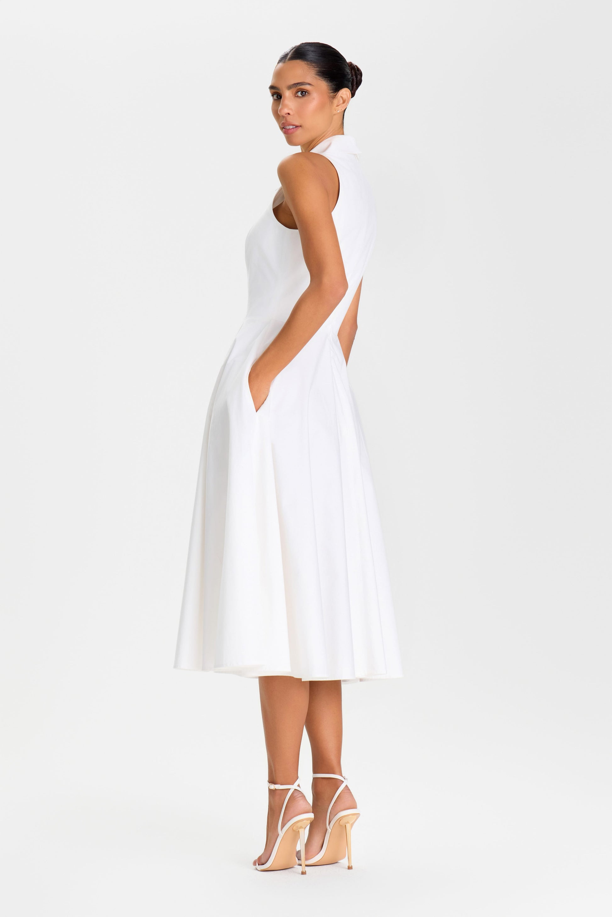 vera wang sterling bridesmaid dress Bridal Ivory Crepe Cross Back Antonia Midi Dress main image 1