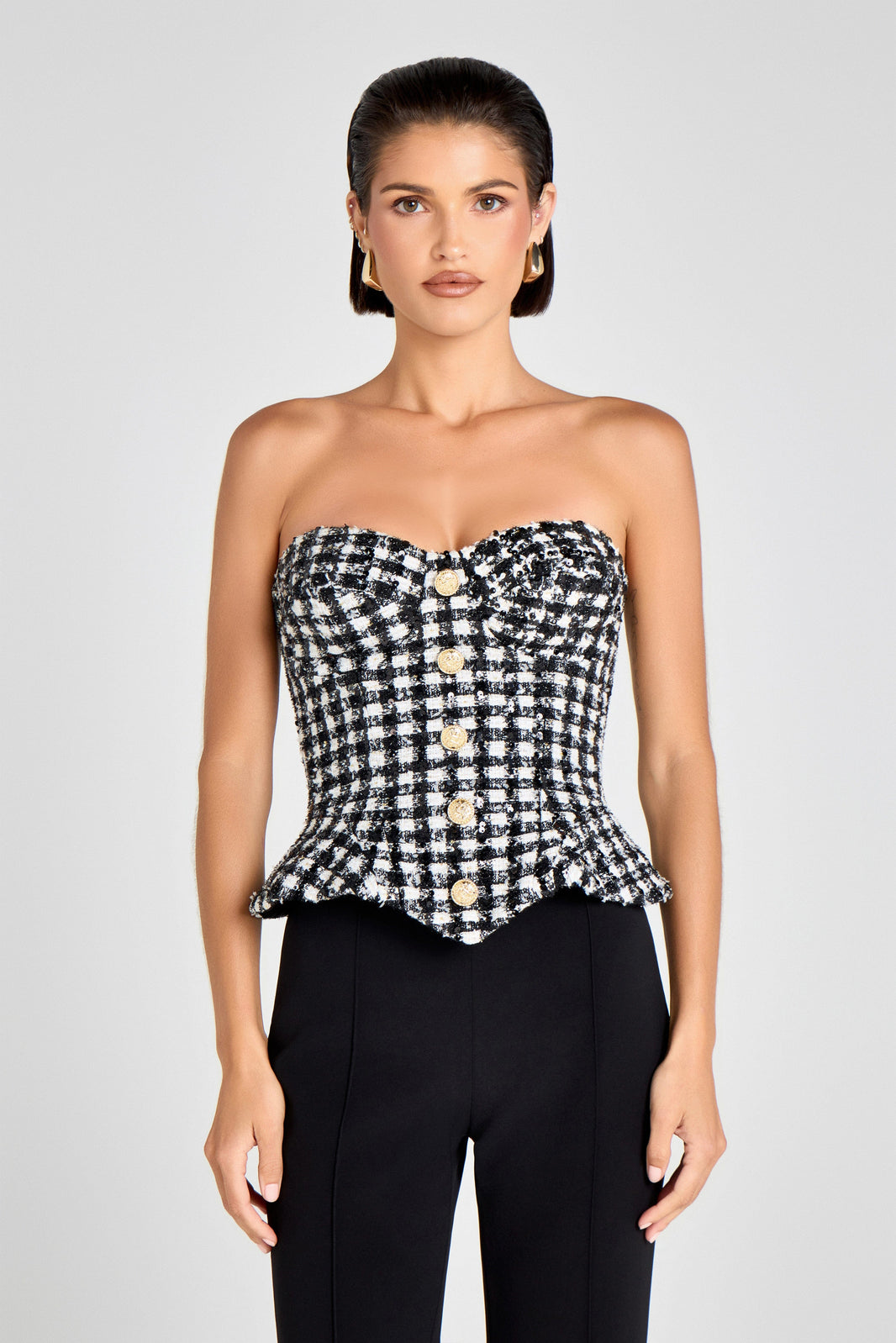 NADINE MERABI Tops Maya Check Top