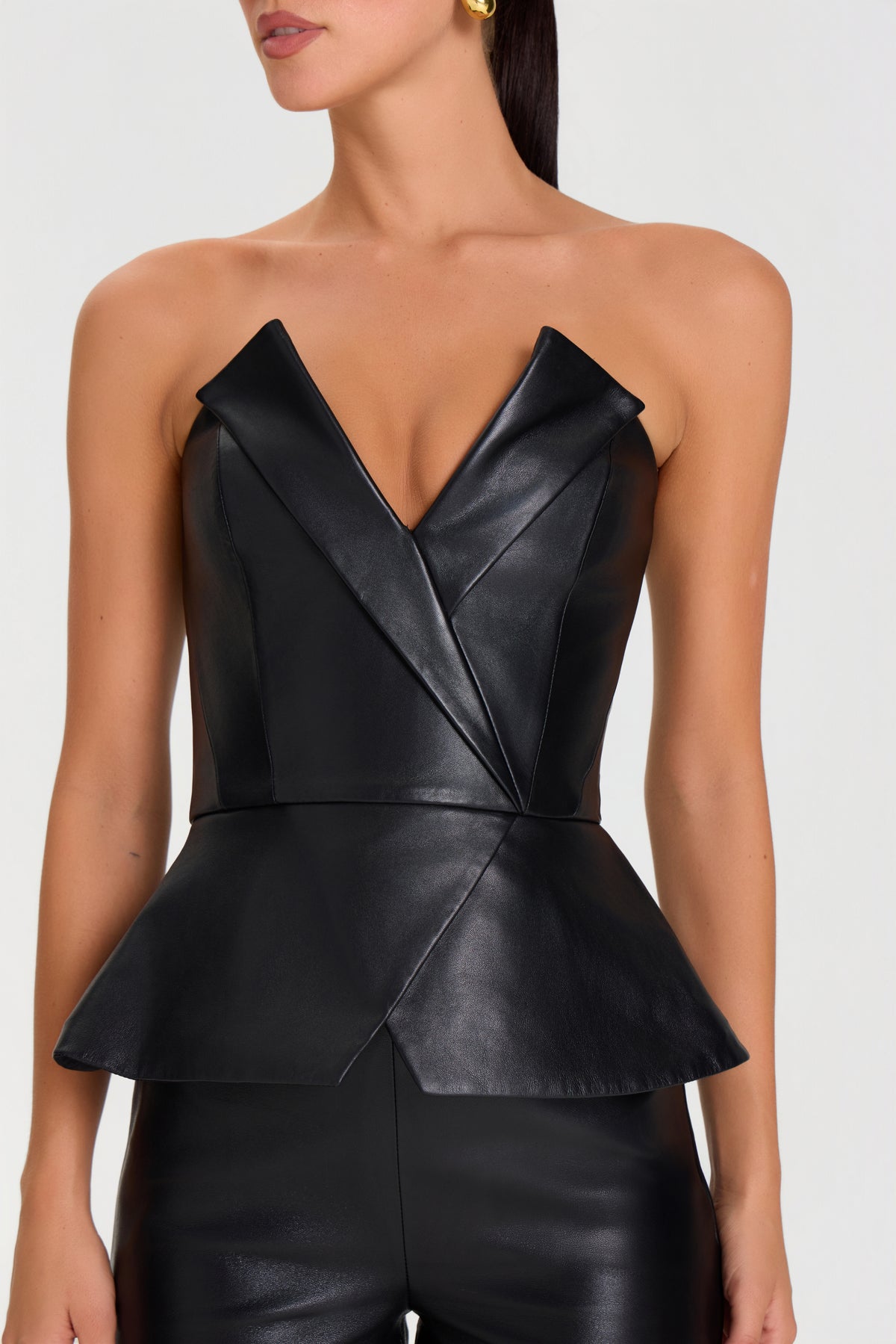 Ella Schwarzes Leder Top