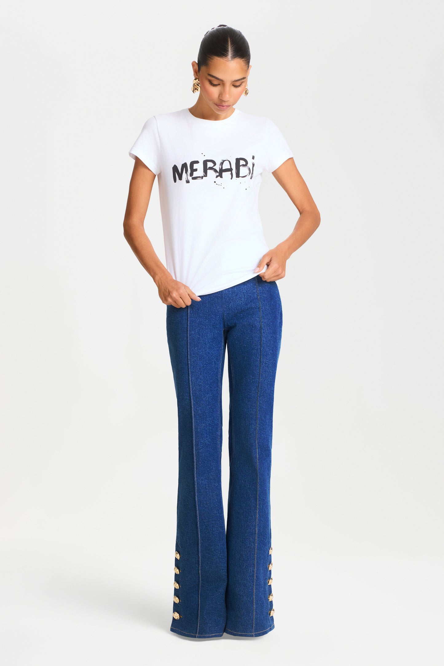 MERABI Weisses Logo T-Shirt