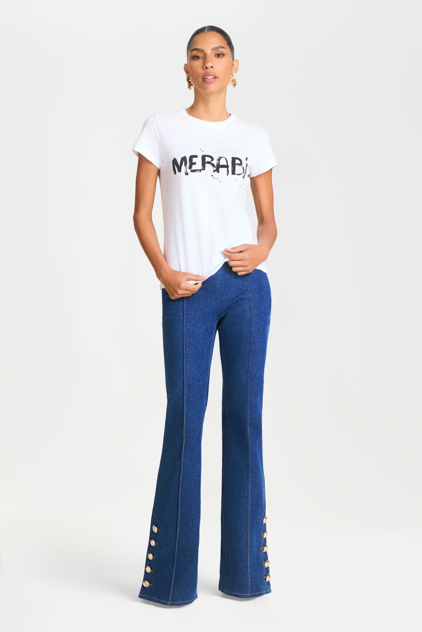MERABI Weisses Logo T-Shirt