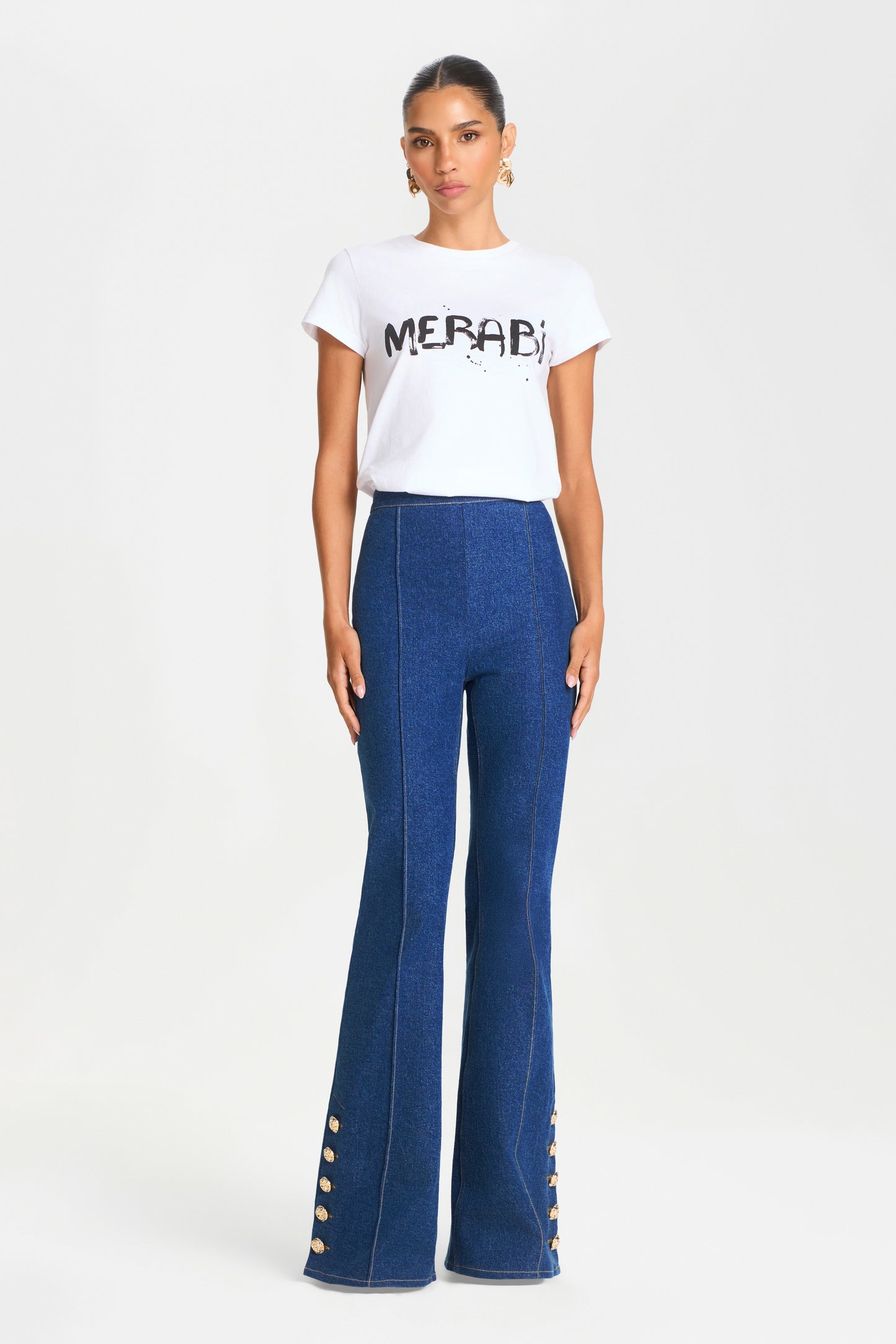 MERABI Weisses Logo T-Shirt