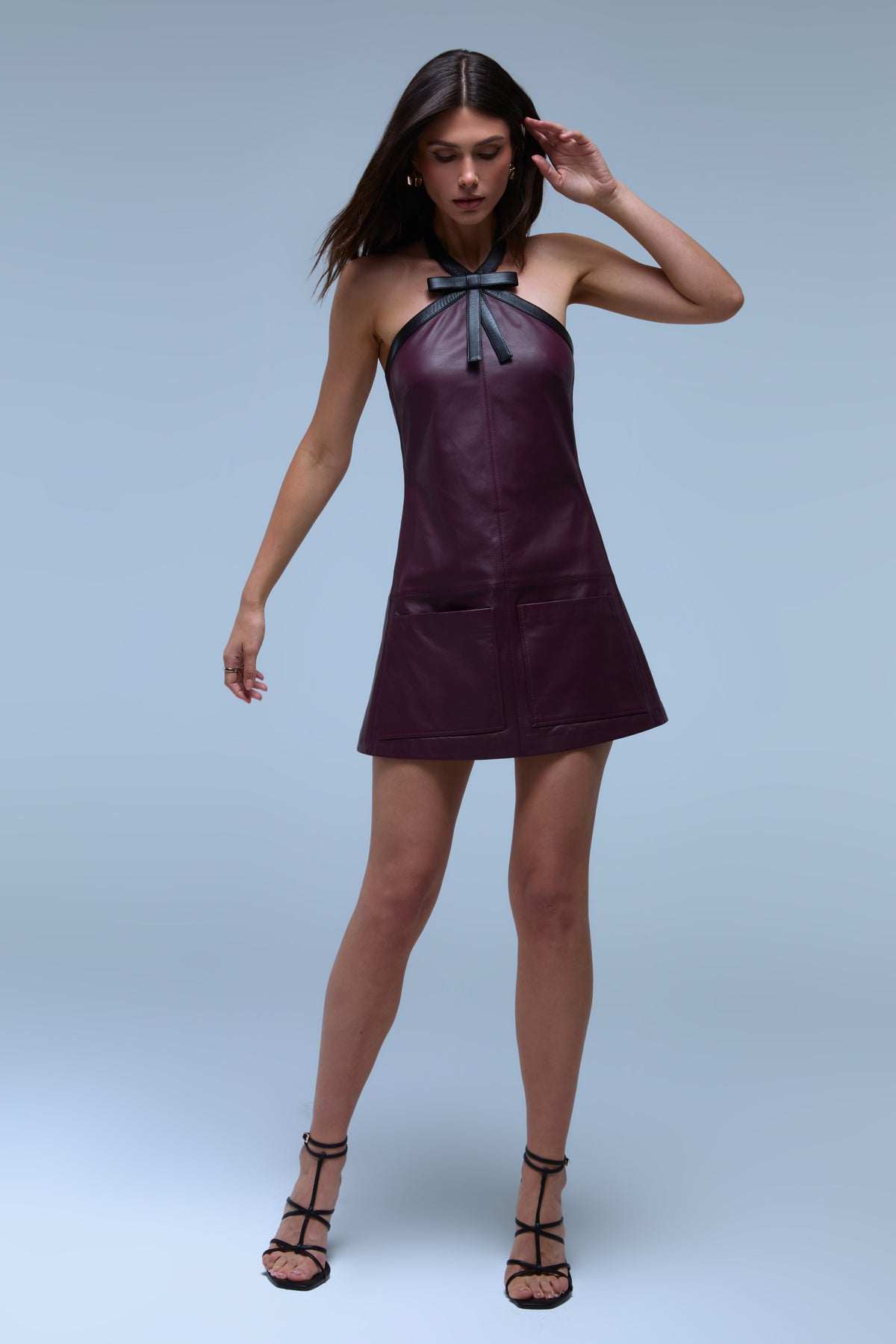 Harlow Bordeaux Lederkleid