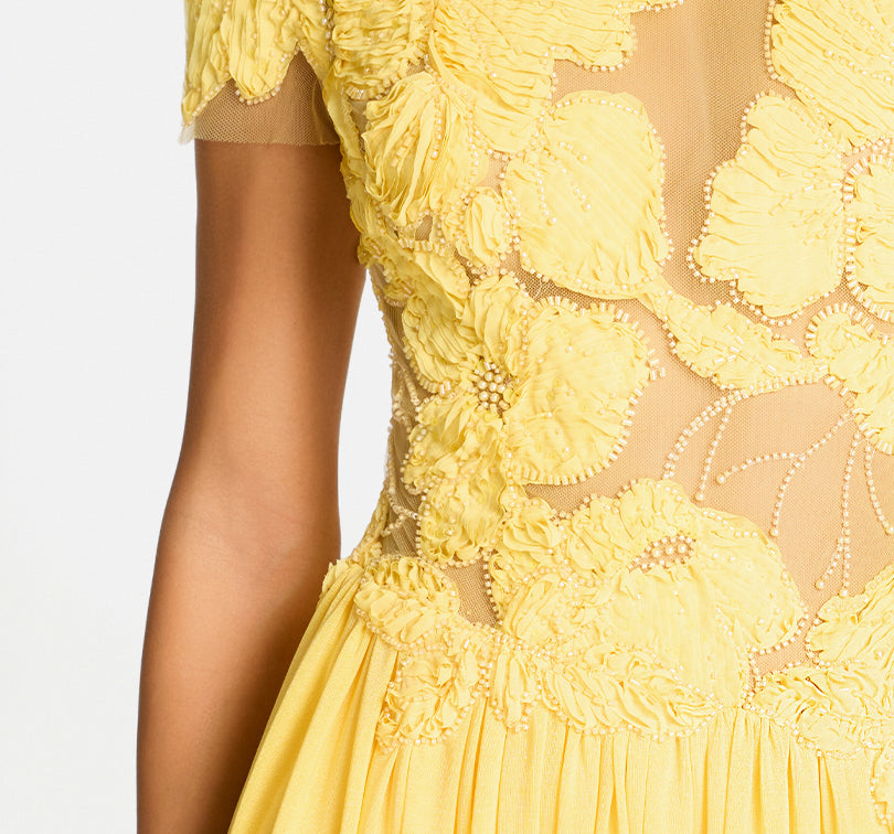 nadine merabi yellow lace dress Second-Hand Nadine Merabi Yellow Dress UK 14